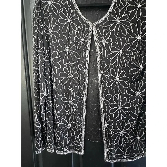 Mark & John Women's Black & Silver Beaded Jacket Size Medium - Picture 7 of 7